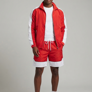 Ensemble de survêtement en nylon pour homme à prix réduit, coupe-vent d'été avec short et veste respirante, idéal pour le sport et la gym - Product Image 1
