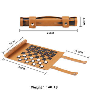 Customized New Design Durable Portable <b>Smart</b> Soft Traveling PU Leather Roll-up Backgammon Luxury <b>Game</b> Set - Product Image 4