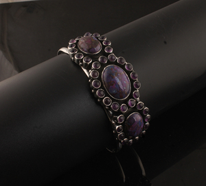 Vintage Purple Copper Turquoise Bangle 925 <b>Silver</b> Plated For Women Bohemian <b>Cuff</b> <b>Bracelet</b> Handmade Purple Gemstone - Product Image 1
