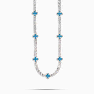 Blue Clover Moissanite Tennis Necklace VVS1 D Color 925 Sterling <b>Silver</b> Luxury Diamond <b>Chain</b> - Product Image 1