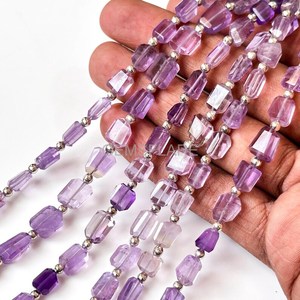 Natural Purple Amethyst Faceted Tumble Gemstone Beads Wholesale Amethyst Loose Nuggets Beads 5x7-6x8MM 8 Inch For Jewelry Making - Product Image 5