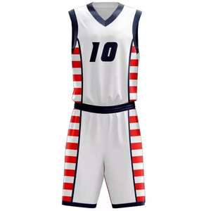 Uniformes de Baloncesto Personalizados para Hombre, Diseño de Última Moda, Tallas Grandes, Transpirables, de Secado Rápido, 100% Poliéster, Servicio OEM Disponible - Product Image 1