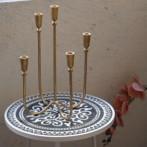 Vintage Cast Iron Candelabra 5/6 Arms Metal Taper Candle <b>Holder</b> <b>Black</b> Gold Table Centerpiece for Home Decor <b>Candlestick</b> Stand - Product Image 6
