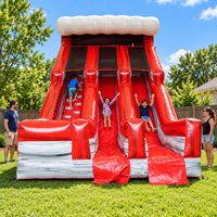 Toboggan aquatique gonflable commercial, utilisation sèche et humide, toboggan aquatique double voie pour enfants, location pour fêtes, événements en plein air