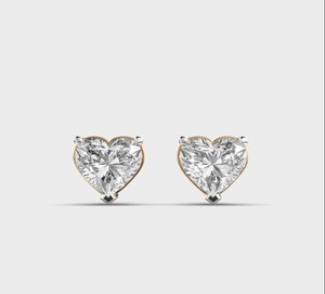 IGI Certified Heart Cut Lab Grown Diamond Stud <b>Earrings</b> 9K Rose / Yellow / White Gold Solitaire Heart Diamond <b>Earrings</b> - Product Image 1