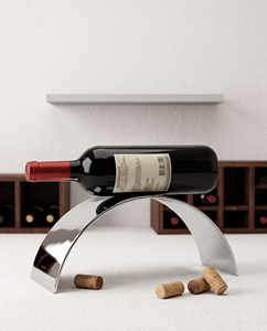 Modern Metal Single Wine Bottle Holder Polished Finish Leaning <b>Shelf</b> for Home Decor <b>Desktop</b> Display - Product Image 3