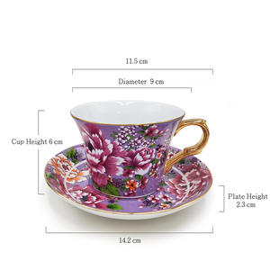 Ensemble tasse à café et soucoupe en porcelaine motif pivoine, cadeau traditionnel de la culture hakka chinoise, adapté aux cadeaux d'affaires - Product Image 2