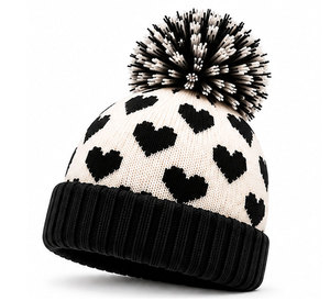 Bonnet en tricot épais à pompon, tricot texturé, pompon surdimensionné, coupe confortable, bonnet pour sports d'hiver et cyclisme - Product Image 4