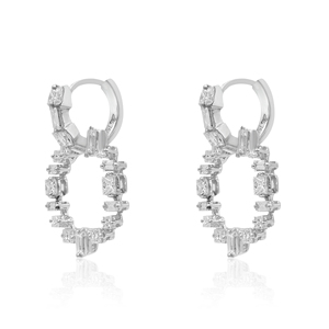 Natural Diamond <b>Drop</b> Dangle Earrings 2.05 Cttw 925 Sterling Silver G-H Color Prong Set Trendy Wedding Wholesale Jewelry - Product Image 2