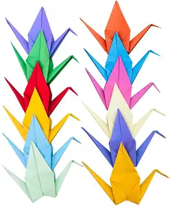Folded Rainbow Origami Cranes Premade Paper Cranes Handmade DIY Bird Garlands for Wedding Party Birthday Baby Shower Streamers