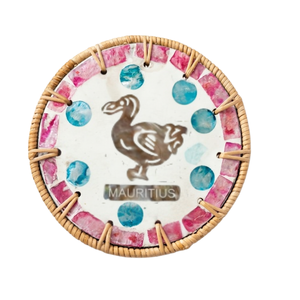 Colorful Rainbow Nacre Shell Coaster Woven Rattan Frame Heat-Resistant Surface Artistic Handmade <b>Table</b> Accessory - Product Image 2