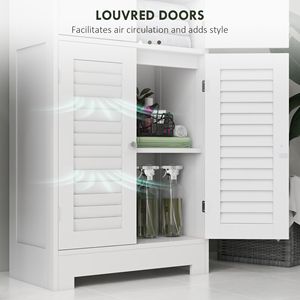 Mobile Bagno Alto Autoportante Stile Europeo in MDF Bianco con Ripiano Regolabile e Ante in Vetro/Alamanni, Soluzione Salvaspazio per il Bagno - Product Image 6