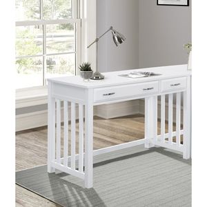 Moderno tradizionale scrivania in legno con 2 cassetti e cassetto della tastiera 1PC in bianco finitura mobili - Product Image 6