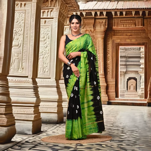 Sari en soie Chanderi imprimé, léger et confortable - Product Image 1