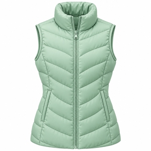 Chaleco acolchado de lona con capucha para mujer, informal, con cierre de cremallera, para invierno, plegable, sin mangas - Product Image 5