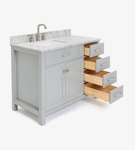 Meuble sous-vasque de salle de bain Hannah 43 pouces à évier décalé à gauche, directement de l'usine, 2 options de finition, fabriqué au Vietnam - Product Image 4