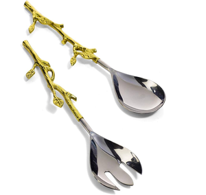 Ensembles de saladiers en laiton à manche torsadé pour événements, ustensiles de table et de service, outils à salade - Product Image 2