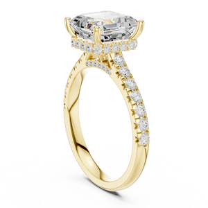 แหวนทองคำขาว 14k สุดหรู ประดับเพชรทรง Asscher ที่เพาะเลี้ยงในห้องปฏิบัติการ พร้อมแถบฝังเพชรด้านข้าง เครื่องประดับสุดหรูสำหรับผู้หญิงและเด็กผู้หญิง - Product Image 5