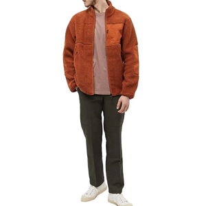 Veste polaire tissée 100 % coton pour homme 2026 avec fermeture éclair et poches avant, style sportif, poids moyen, pour l'automne - Product Image 1