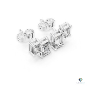 Pendientes de Diamantes Cultivados en Laboratorio con Corte Esmeralda de 1.47 CT en Oro Sólido de 18K, Pendientes de Diamantes de Cuatro Piedras Lineales Horizontales para Mujer - Product Image 5