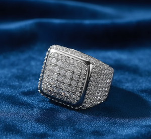 Anillo de sello Moissanite Iced Out chapado en oro con estilo de diamantes pavé, joyería de lujo Hip Hop llamativa para hombres y mujeres - Product Image 6