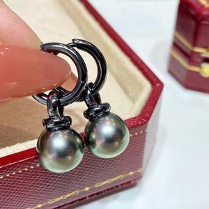 Vente en gros de boucles d'oreilles en perles de Tahiti naturelles de 10-11 mm, perles rondes à forte luminosité, perles nues avec boîte cadeau et certificat - Product Image 1