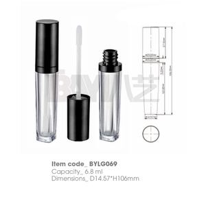 Conteneur de brillant à lèvres personnalisé en gros avec logo privé, tube de brillant à lèvres noir brillant de ~6 ml pour emballage cosmétique - Product Image 1