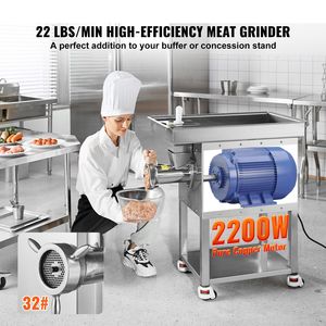 Hachoir à viande électrique commercial en acier inoxydable de 22 lb/min avec lame et plaque de broyage pour les industries agricoles - Product Image 2
