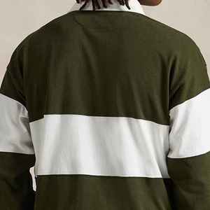 Polo à manches longues pour homme, style rugby, en coton tricoté, surdimensionné, avec appliqué, vêtement de sport décontracté, OEM ODM - Product Image 2