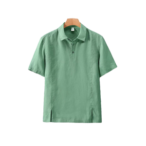 <b>Mens</b> Vintage for <b>Shirts</b> Italian Style Solid Dyed 220G Short Sleeve Chest Pocket Linen <b>Party</b> Holiday Wear Business Casual - Product Image 2