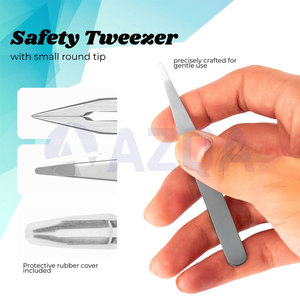 Ensemble de 4 pinces à épiler en acier inoxydable pour sourcils et poils incarnés avec étui en cuir PU, kit d'outils de toilettage de précision - Product Image 5