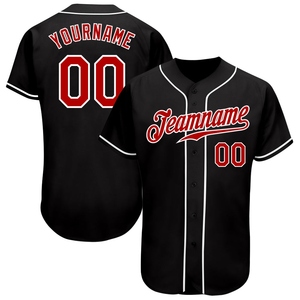 Wholesale Direct Manufacturing Industry Custom <b>Black</b> Red-White Authentic Baseball Jersey - Product Image 1