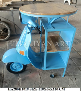 Best Collection Vintage Automobile Scooter <b>Bar</b> <b>Table</b> with Wooden Top Antique Himalayan Art - Product Image 2