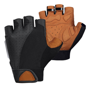 Custom Solid Color Half Finger Breathable Leather Racing Cycling Gloves for Men - Product Image 1