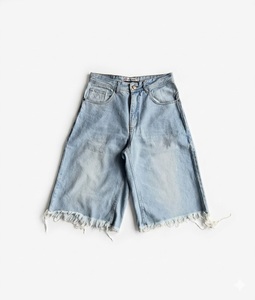 Shorts en jean baggy personnalisés pour hommes, style Y2K streetwear, délavés à l'acide, coupe ample, hip-hop, jorts à jambe large, OEM ODM, haute qualité - Product Image 5