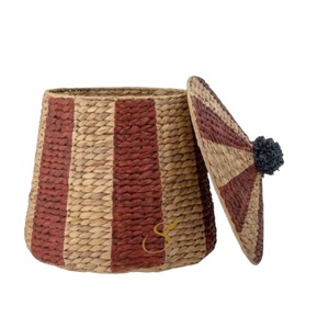Panier de rangement en jacinthe d'eau tressée avec couvercle, style tente de cirque, organisateur de couvertures pour enfants, panier de rangement au sol - Product Image 2