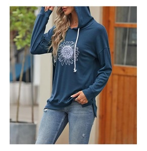 Nouveauté : Sweat à capuche pour femme en coton 100 %, manches longues, col tombant, imprimé, confortable, hiver, personnalisable - Product Image 3