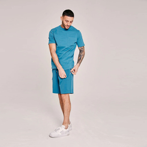 Trendy Men Summer Set Short <b>TShirt</b> <b>Polyester</b>/Cotton Knitted Soft Lightweight Quick-drying Breathable High Street Casual Outfit - Product Image 3