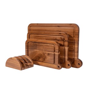 Juego de 3 Tablas de Cortar de Madera de Acacia Ecológicas y No Tóxicas con Logotipo Personalizado, Rectangulares, con Soporte para Uso en la Cocina y para Servir - Product Image 1