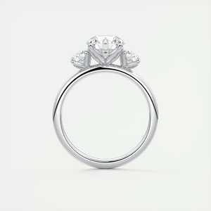Bague de fiançailles classique solitaire à trois pierres avec diamants ronds de 2,00 carats cultivés en laboratoire en or blanc 14 carats - Product Image 1
