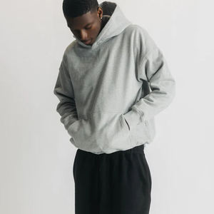 Embossed Men <b>Hoodie</b> Pullover 310grams Cotton <b>Fleece</b> Pocket Regular Fit <b>Lined</b> Solid Eco-Friendly Streetwear Breathable Quick Dry - Product Image 5
