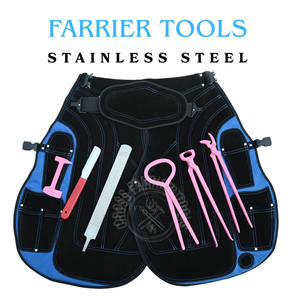 Kit d'outils de fermeur avec tabliers de sécurité en cuir, testeur de sabots, lime à sabots de 14 pouces, cisaille à sabots, râpe, lime, pince à sabots courbée et coupe-ongles - Product Image 6