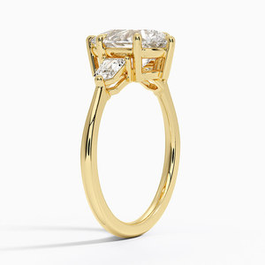 แหวนหมั้นทรงกระสุนประดับเพชรโมอิสซาไนต์สามเม็ด ตัวเรือนเงินแท้ 925 ชุบทอง 14K  แบบหนามเตย ได้รับการรับรองจาก GRA สำหรับงานแต่งงาน - Product Image 2