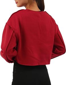 Sweat-shirt oversize en molleton de coton pour femme, décontracté, à manches longues, col rond, pull doux, haut tendance pour l'hiver, chemises à col rond pour femme - Product Image 6