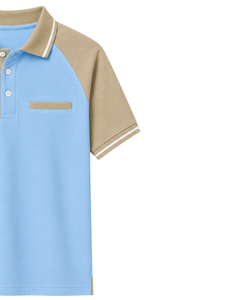 Camiseta Polo Personalizada para Hombre, Color Azul Cielo y Beige, Ropa Deportiva Informal, Transpirable, Camiseta de Golf Premium, Ropa Deportiva de Verano - Product Image 4