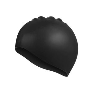 Bonnet de bain en silicone uni, unisexe, ajustement élastique, design imperméable - Product Image 1
