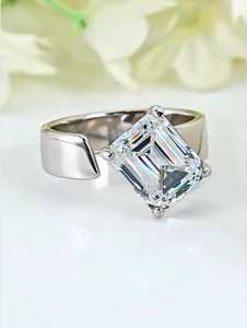 3CT Emerald Cut Moissanite Solitaire <b>Ring</b> 925 Silver Luxury Engagement Wedding Open Band <b>Ring</b> for <b>Friends</b> - Product Image 1