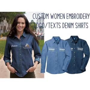 Camisas Vaqueras de Manga Larga Personalizadas para Mujer LSP10, Bordado Personalizado, Agrega Tu Propio Logotipo, Textos, Tops Personalizados - Product Image 4