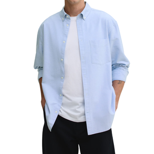 Chemise Oxford pour homme, coupe classique, manches longues, couleur unie, boutonnée, 100% coton, décontractée, formelle, séchage rapide, respirante, aiguille - Product Image 2