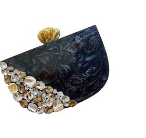 Women's Luxury Resin Clutch Metallic Finish with <b>Sequin</b> Pattern - Product Image 1